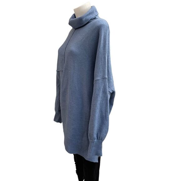 PROMESA High Art Asymmetrical Funnel Neck Sweater Ash Blue wool blend sz Large‎ - Picture 7 of 12